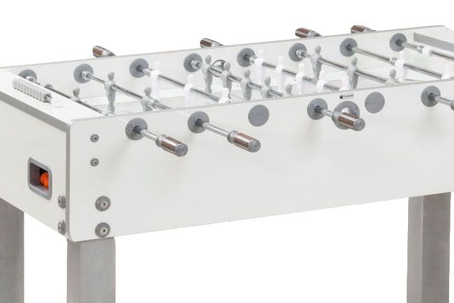 G-500 Pure White Football Table with Telescopic Rods and sanded glass playing field