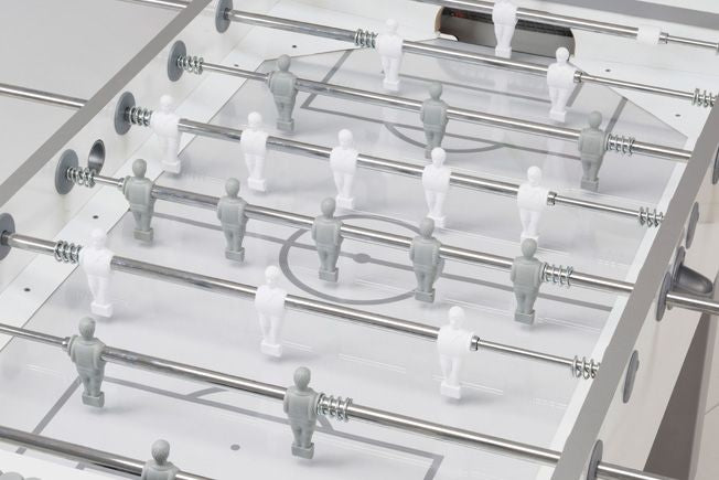 G-500 Pure White Football Table with Telescopic Rods and sanded glass playing field