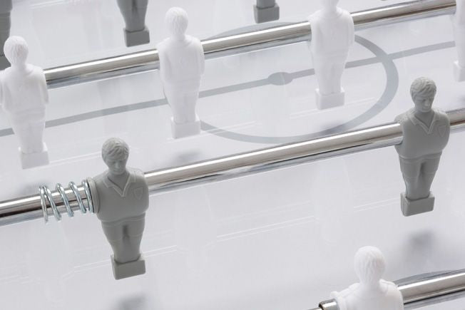 G-500 Pure White Football Table with Telescopic Rods and sanded glass playing field