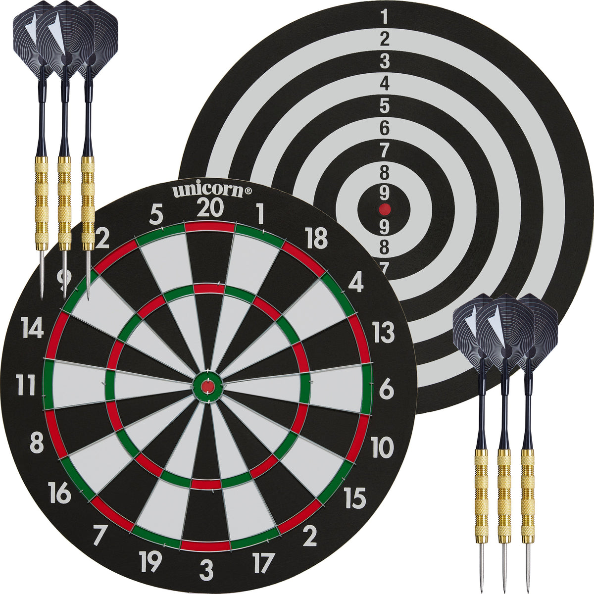 Unicorn Paper Dartboard 17 Inch Full Size With 6 Darts Set