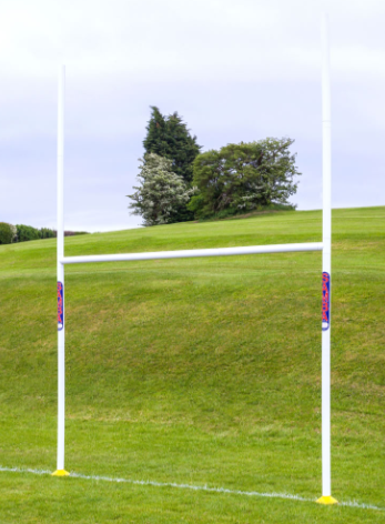 Samba Rugby Posts 9' 6" wide x 12' high, crossbar 6' 6" high.