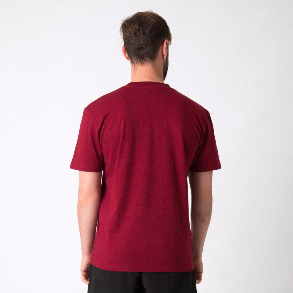 Mercian Cotton Tee Shirt : CLSP18TEE : maroon : back view