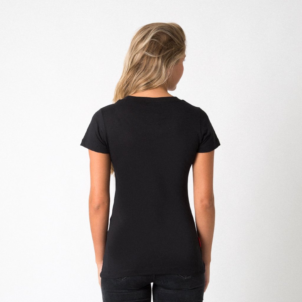 Mercian Ladies Tee Shirt : CLSP18TEEL : black : back view