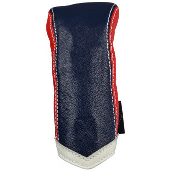 Leather Head Cover Navy-White-Red