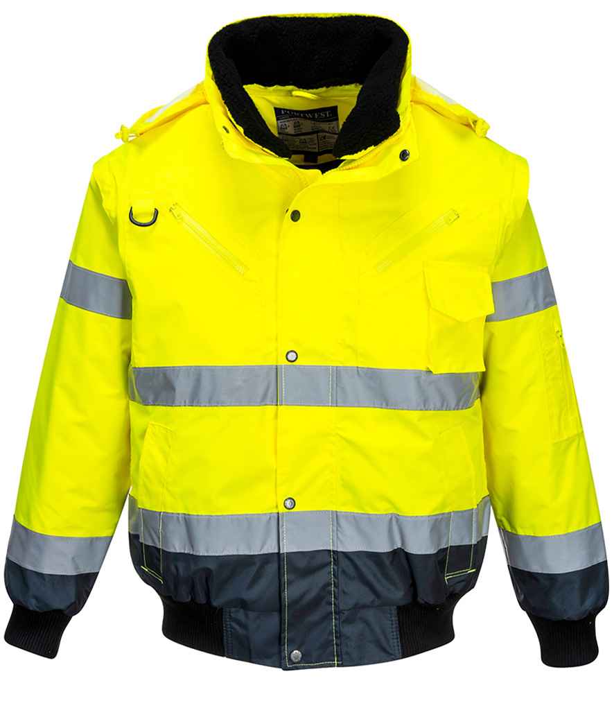 Portwest 3-in-1 Hi-Vis Bomber Jacket - Yellow/Navy