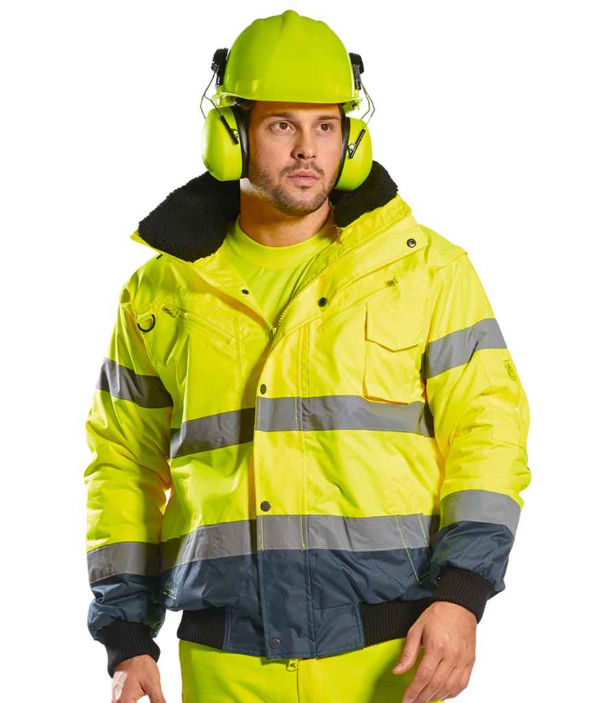 Portwest 3-in-1 Hi-Vis Bomber Jacket - Yellow/Navy