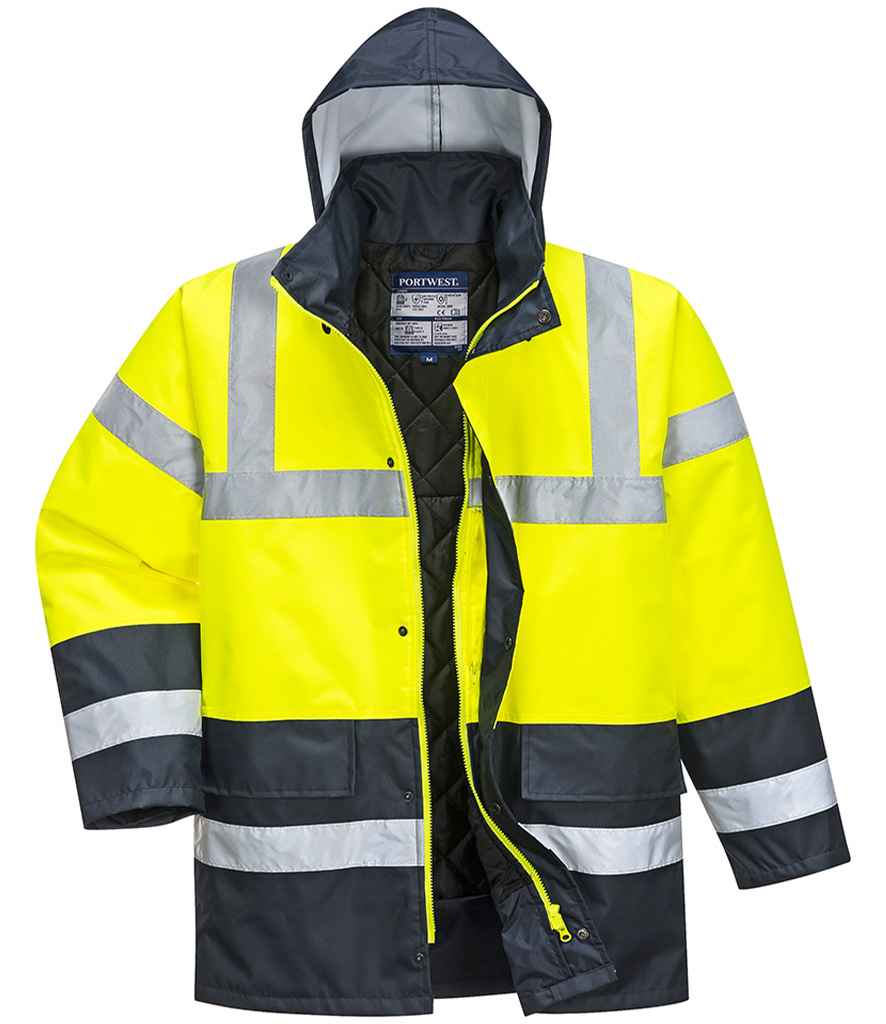 Portwest Hi-Vis Contrast Traffic Jacket - Yellow/Navy