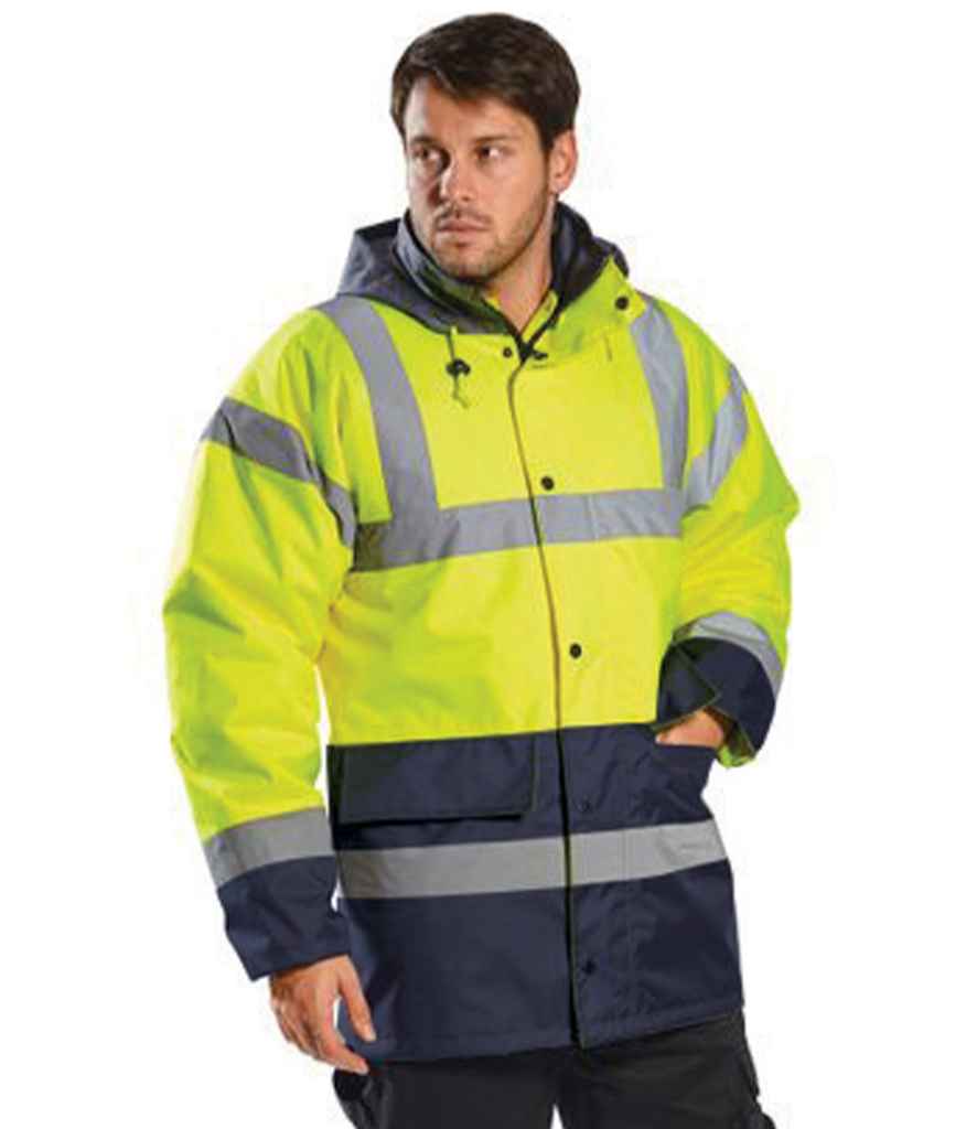 Portwest Hi-Vis Contrast Traffic Jacket - Yellow/Navy