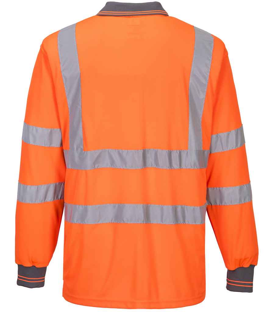 Portwest Hi-Vis Long Sleeve Polo Shirt - Orange