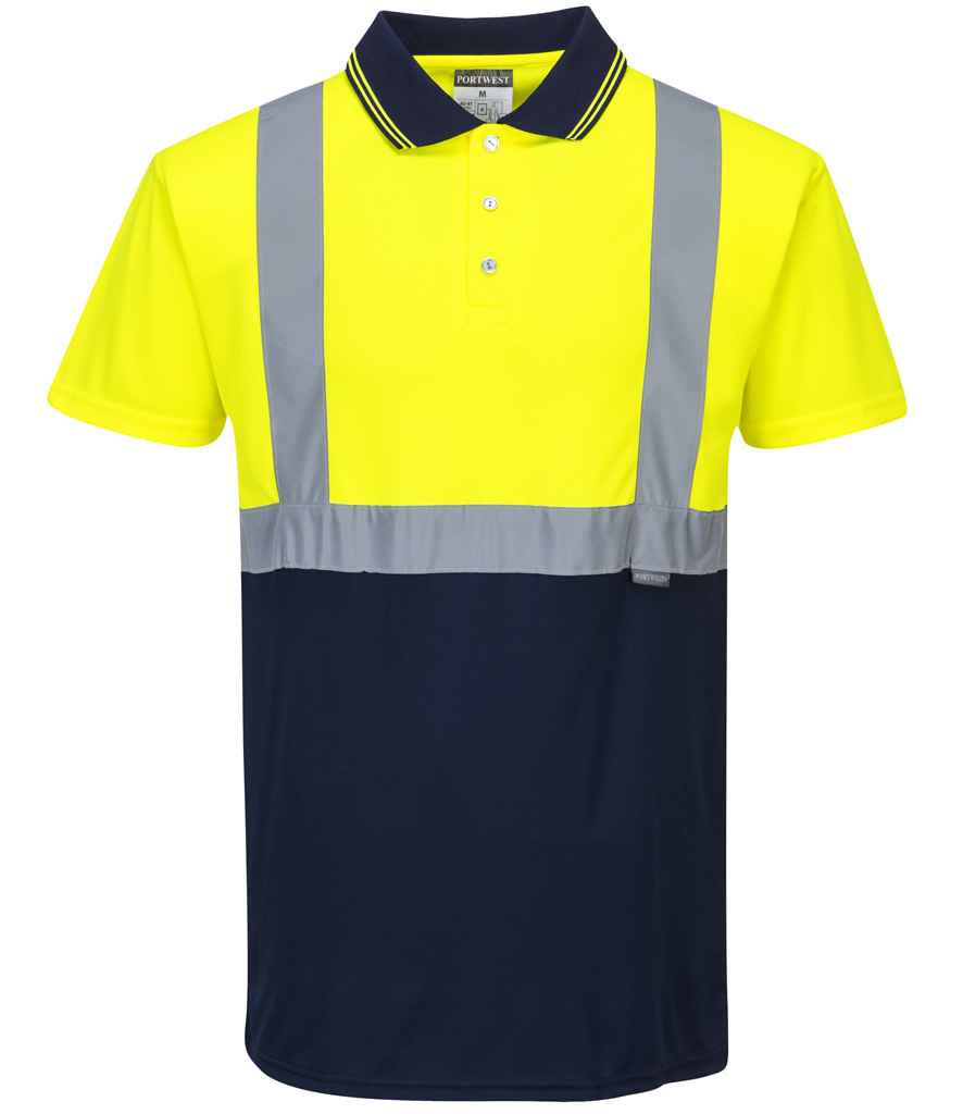 Portwest Hi-Vis Two Tone Polo Shirt - Yellow/Navy