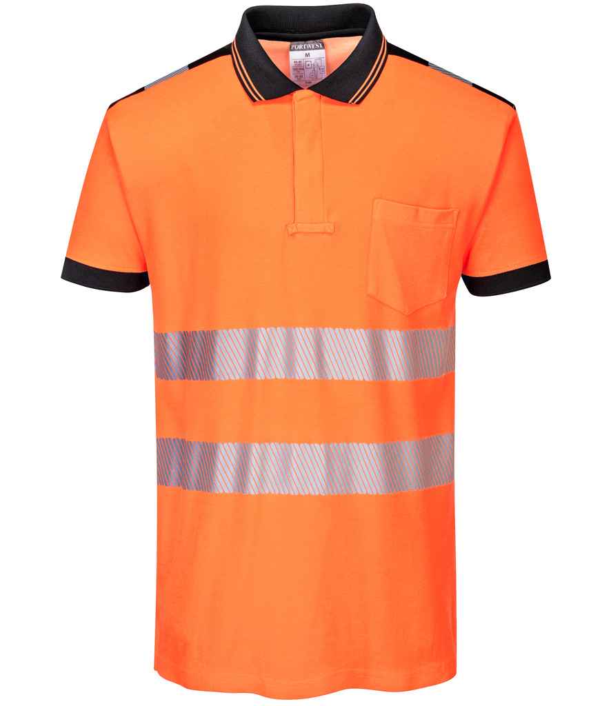 Portwest PW3 Hi-Vis Polo Shirt - Orange/Black