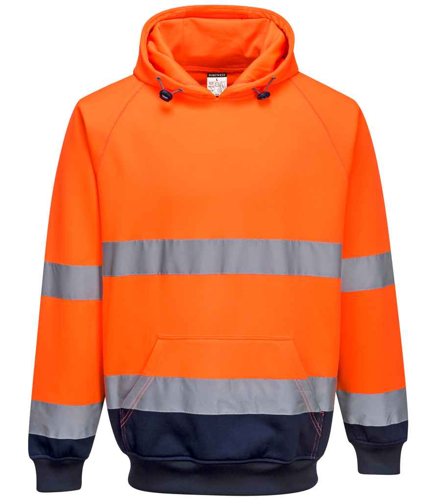 Portwest Hi-Vis Two Tone Hooded Sweatshirt - Orange/Navy