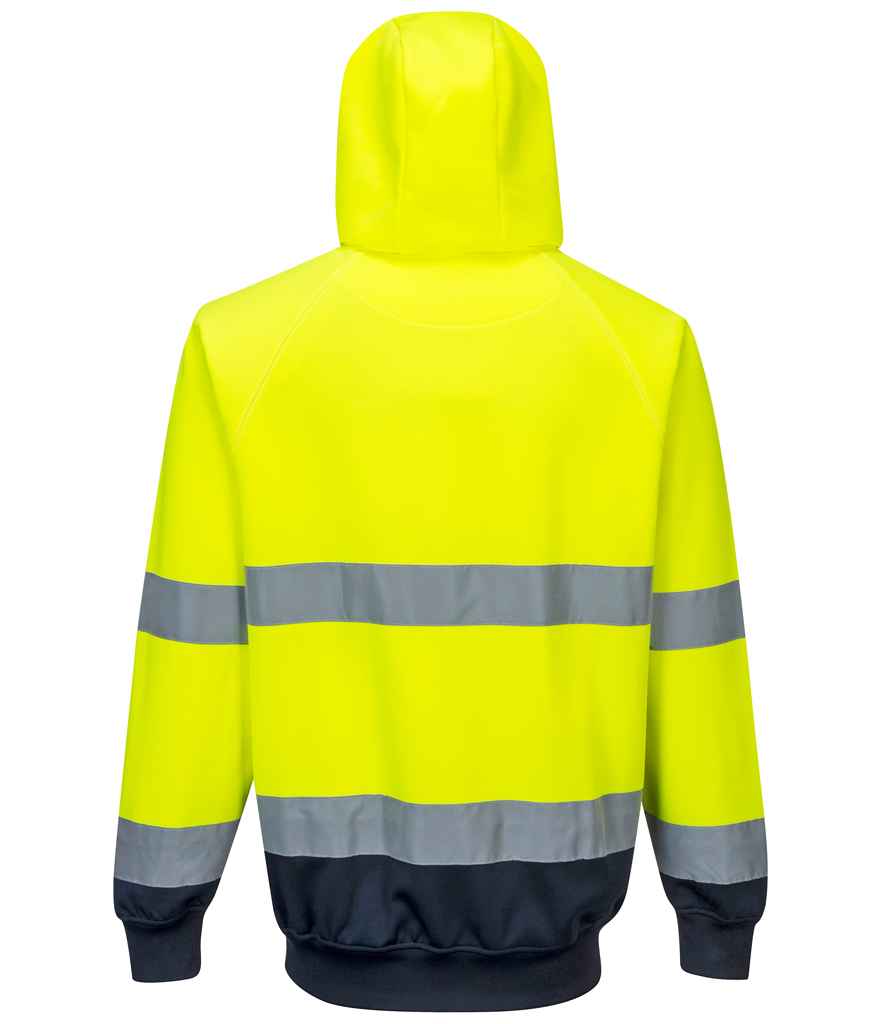Portwest Hi-Vis Two Tone Hooded Sweatshirt - Yellow/Navy