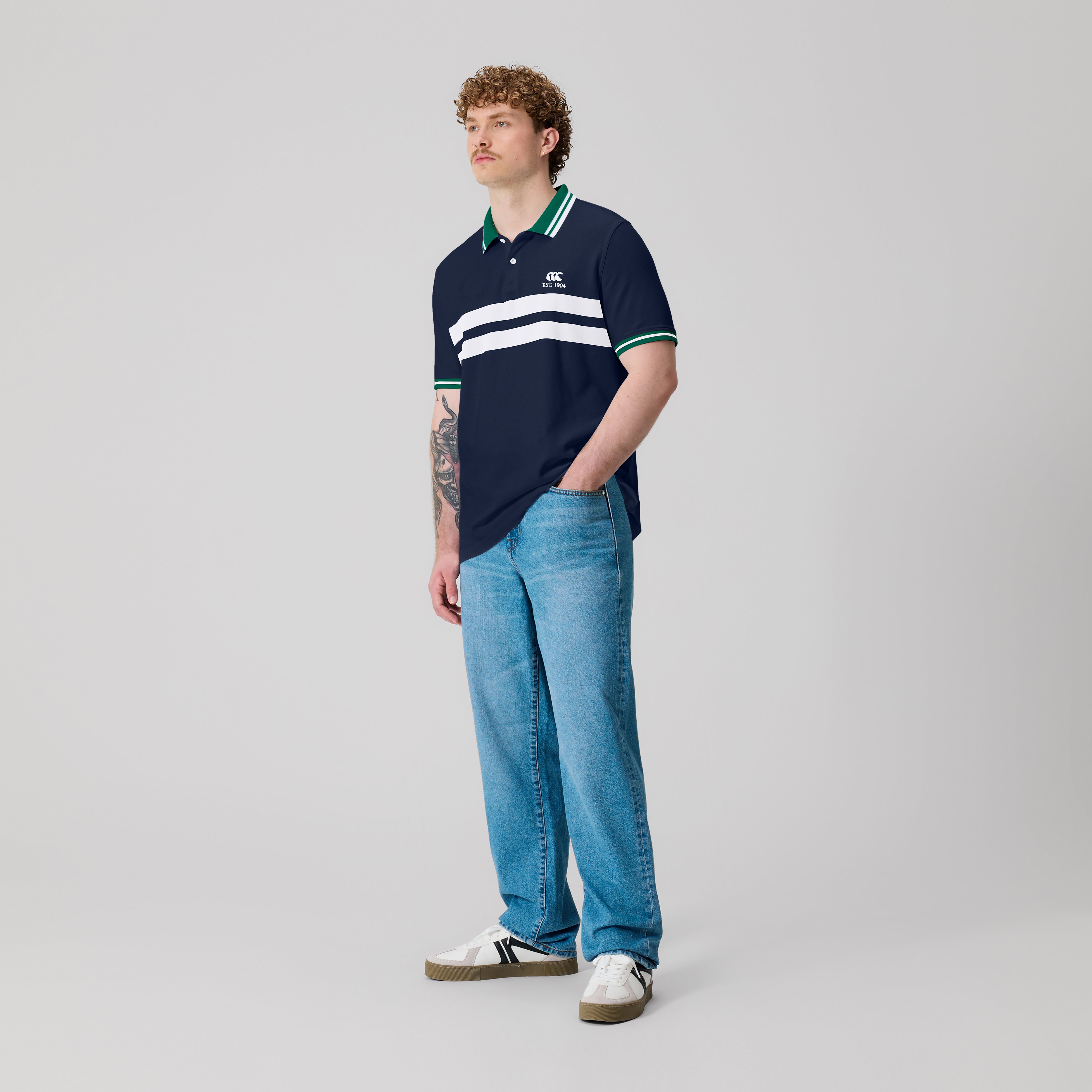 Canterbury Men's Chest Stripe Polo Nvy