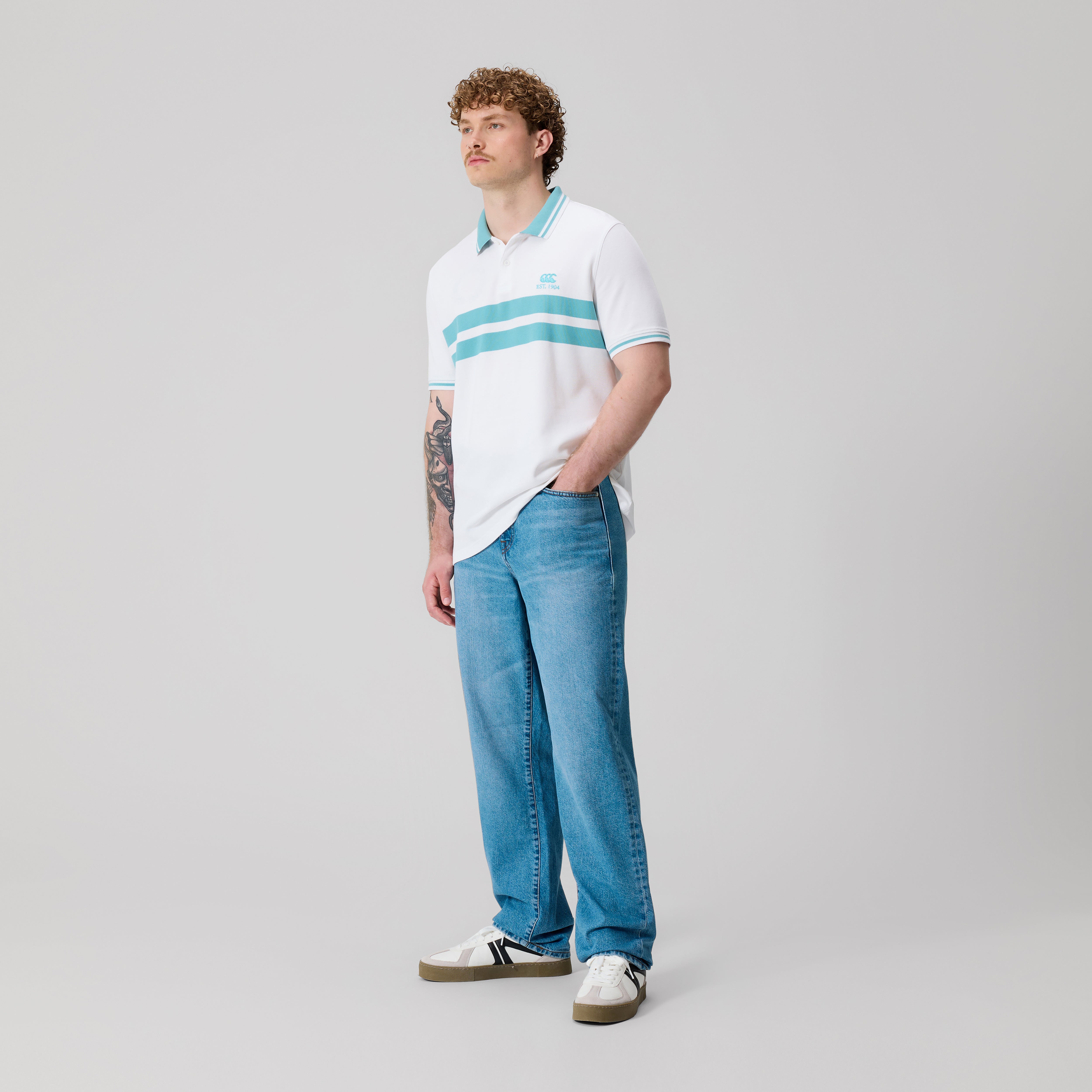Canterbury Chest Stripe CCC Polo Am White