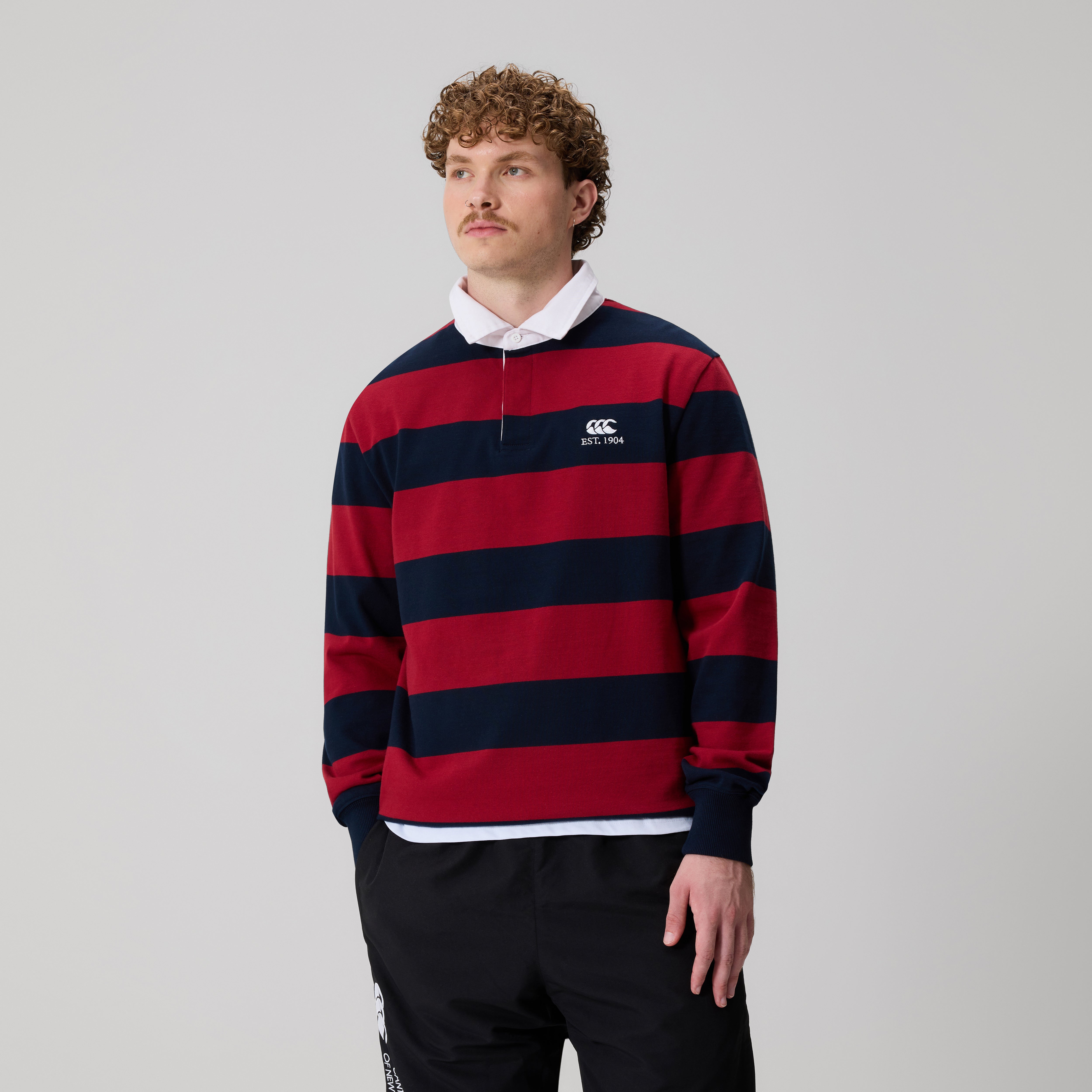 Canterbury Men's Hoop Rugby Jersey Dkred