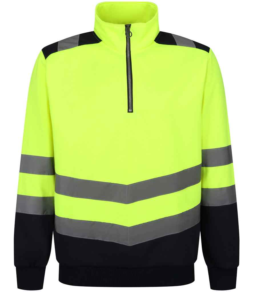 Regatta High Visibility Pro 1/4 Zip Sweatshirt - Yellow/Navy