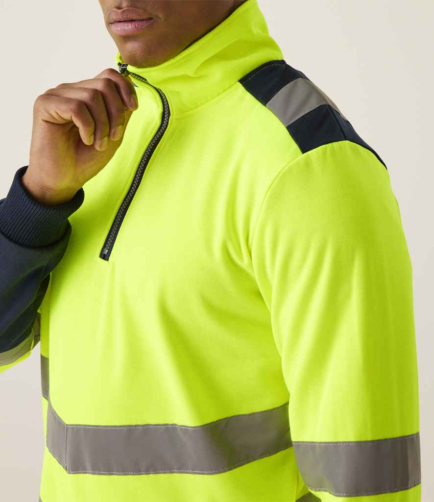 Regatta High Visibility Pro 1/4 Zip Sweatshirt - Yellow/Navy