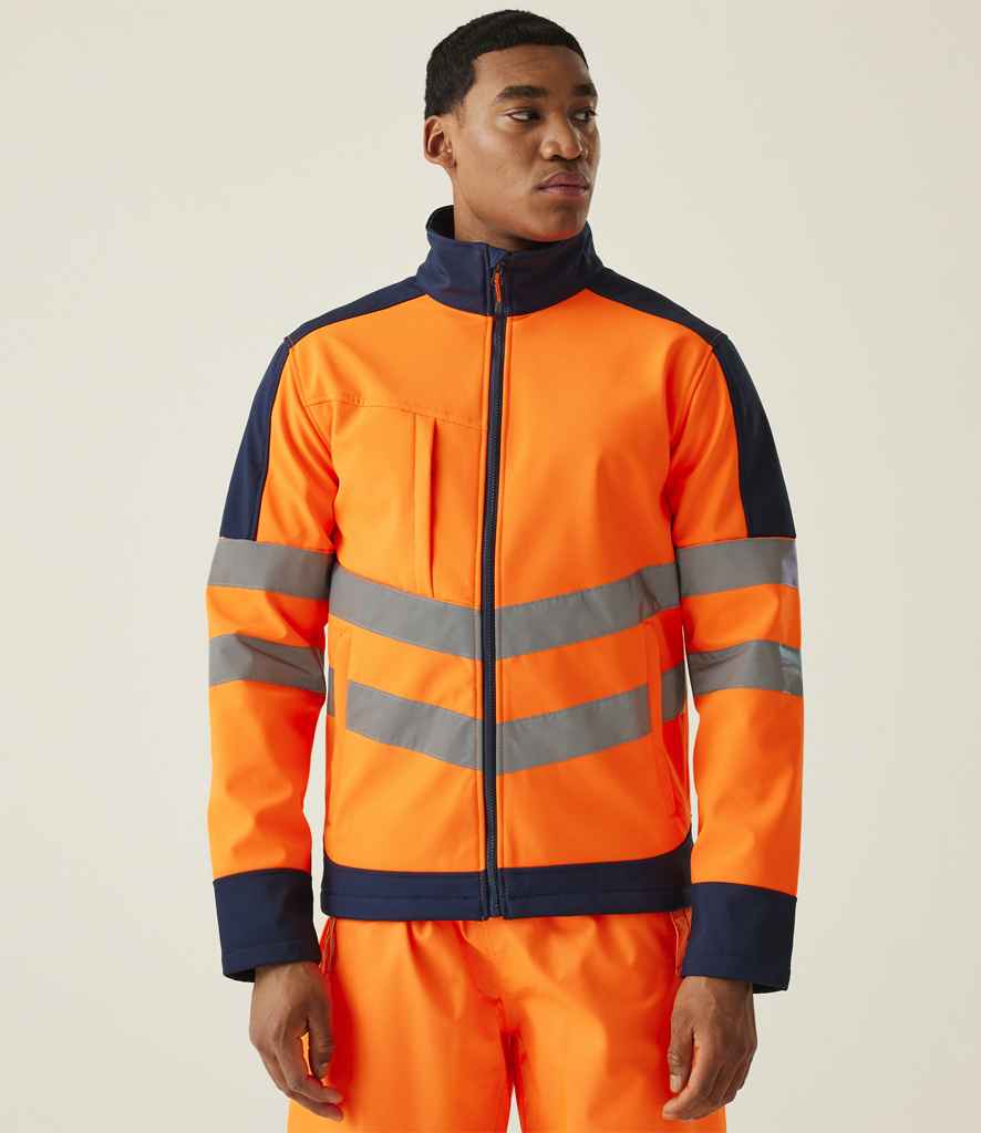 Regatta High Visibility Pro Soft Shell Jacket - Orange/Navy