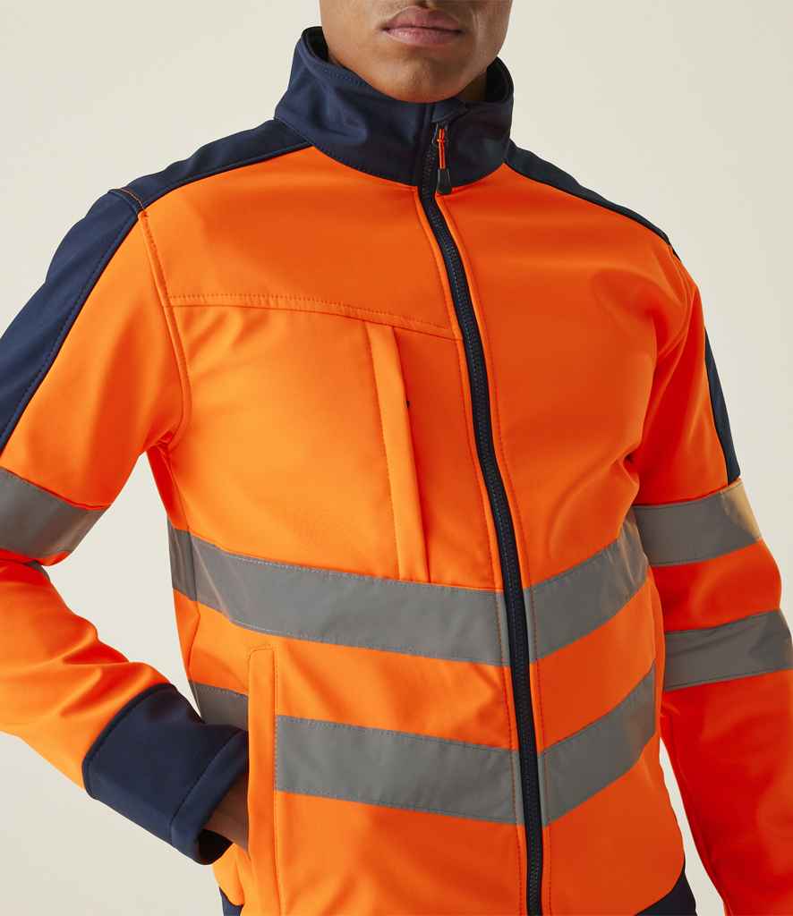 Regatta High Visibility Pro Soft Shell Jacket - Orange/Navy