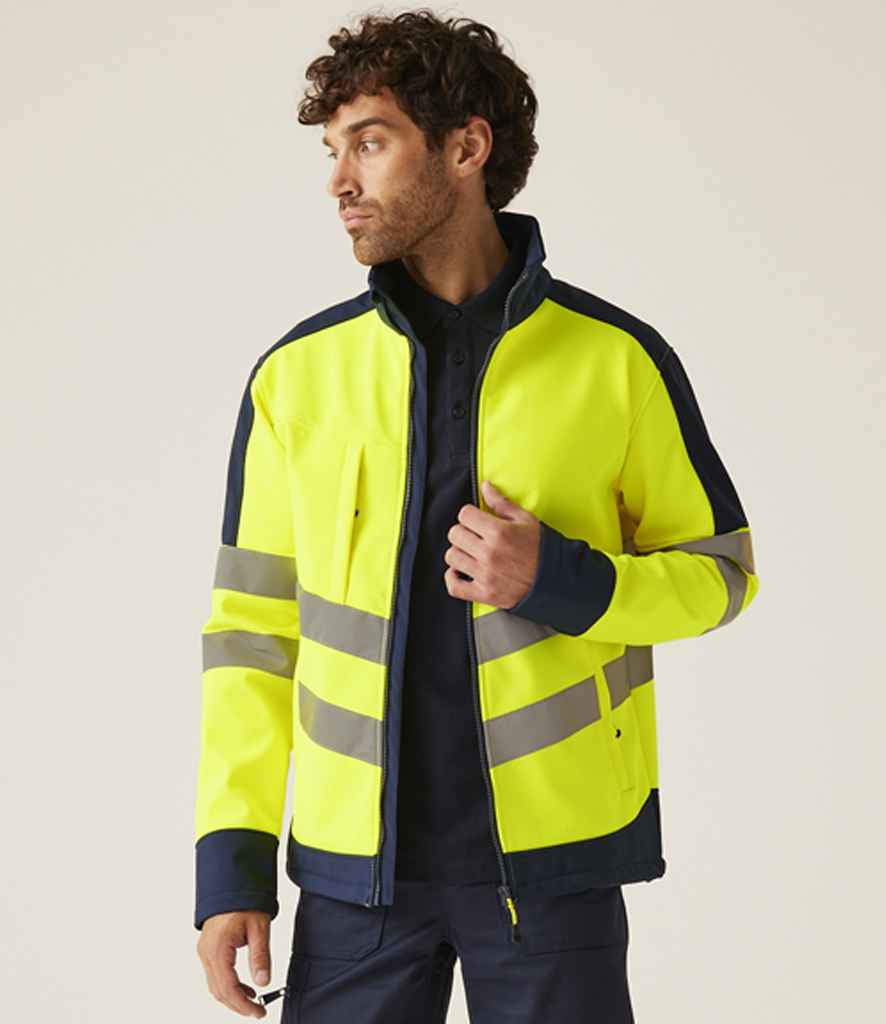 Regatta High Visibility Pro Soft Shell Jacket - Yellow/Navy