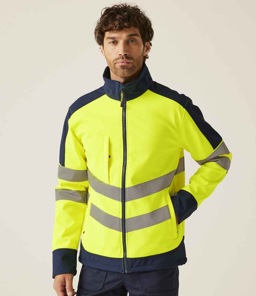 Regatta High Visibility Pro Soft Shell Jacket - Yellow/Navy