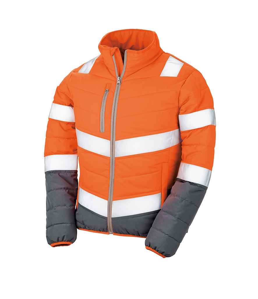 Result Safe-Guard Ladies Soft Safety Jacket - Fluorescent Orange/Grey