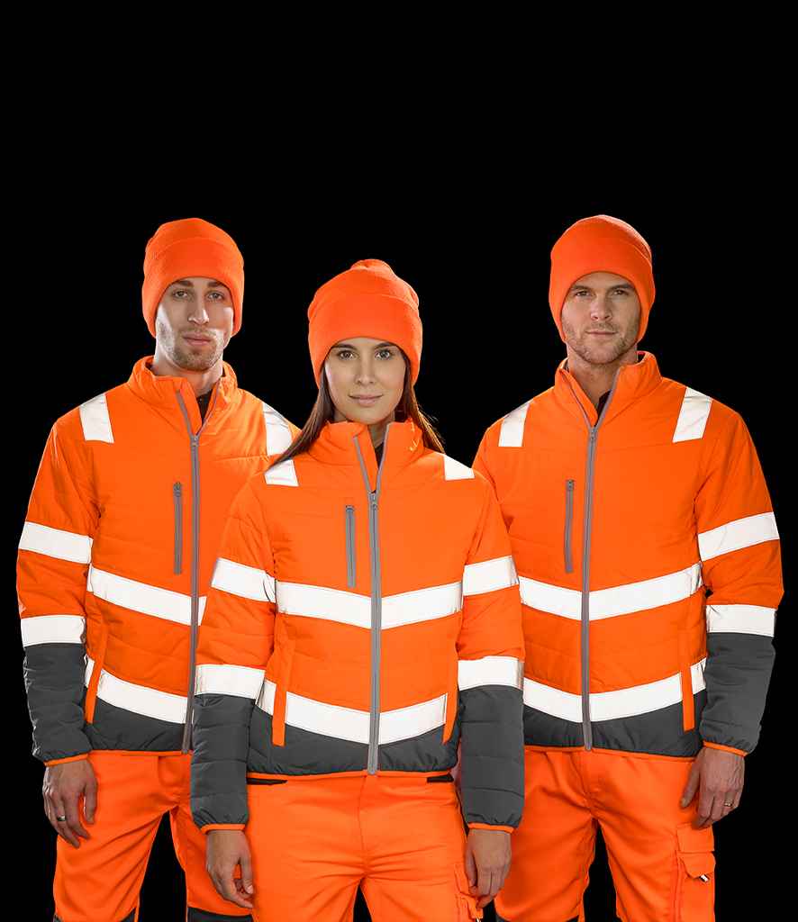 Result Safe-Guard Ladies Soft Safety Jacket - Fluorescent Orange/Grey