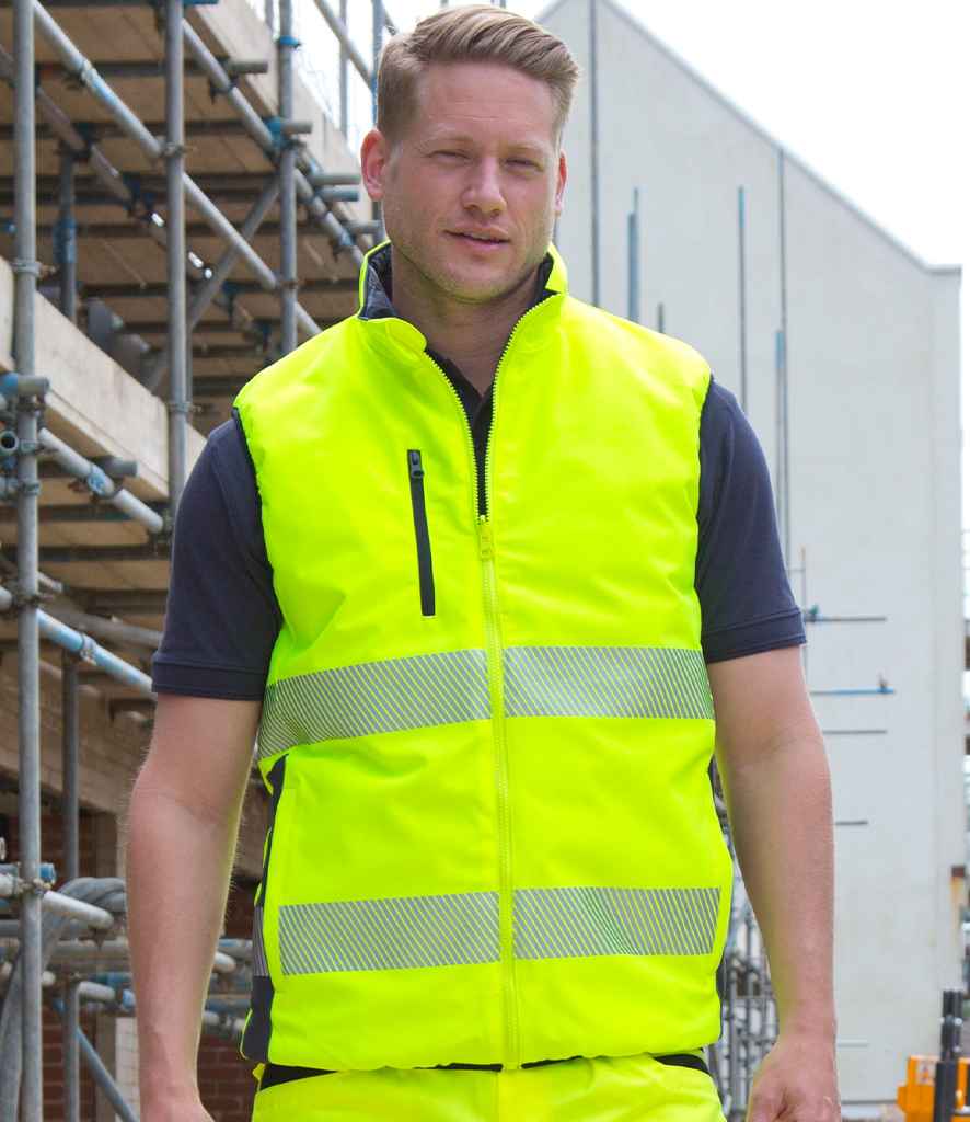 Result Safe-Guard Reversible Soft Padded Gilet - Fluorescent Yellow/Navy