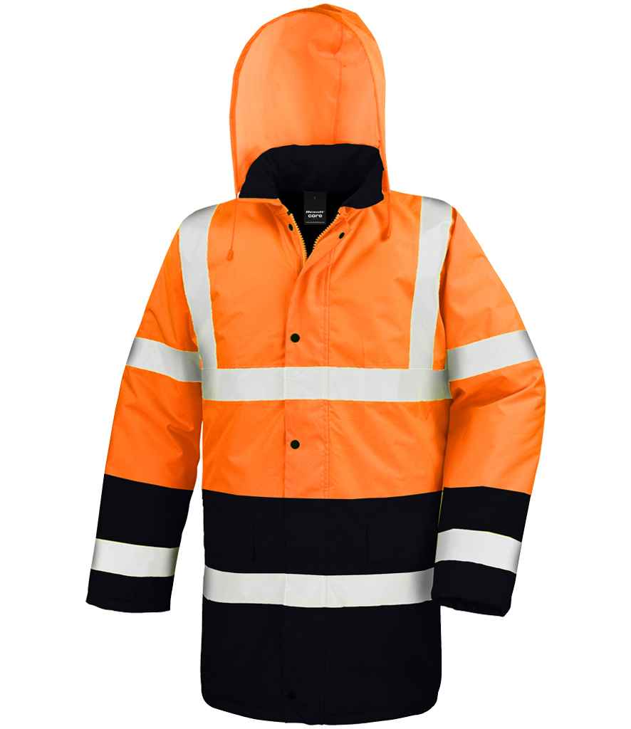 Result Core Motorway Two Tone Safety Jacket - Fluorescent Orange/Black