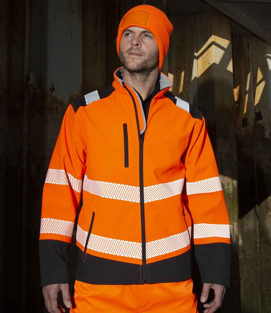Result Safe-Guard Printable Ripstop Safety Soft Shell Jacket - Fluorescent Orange/Black