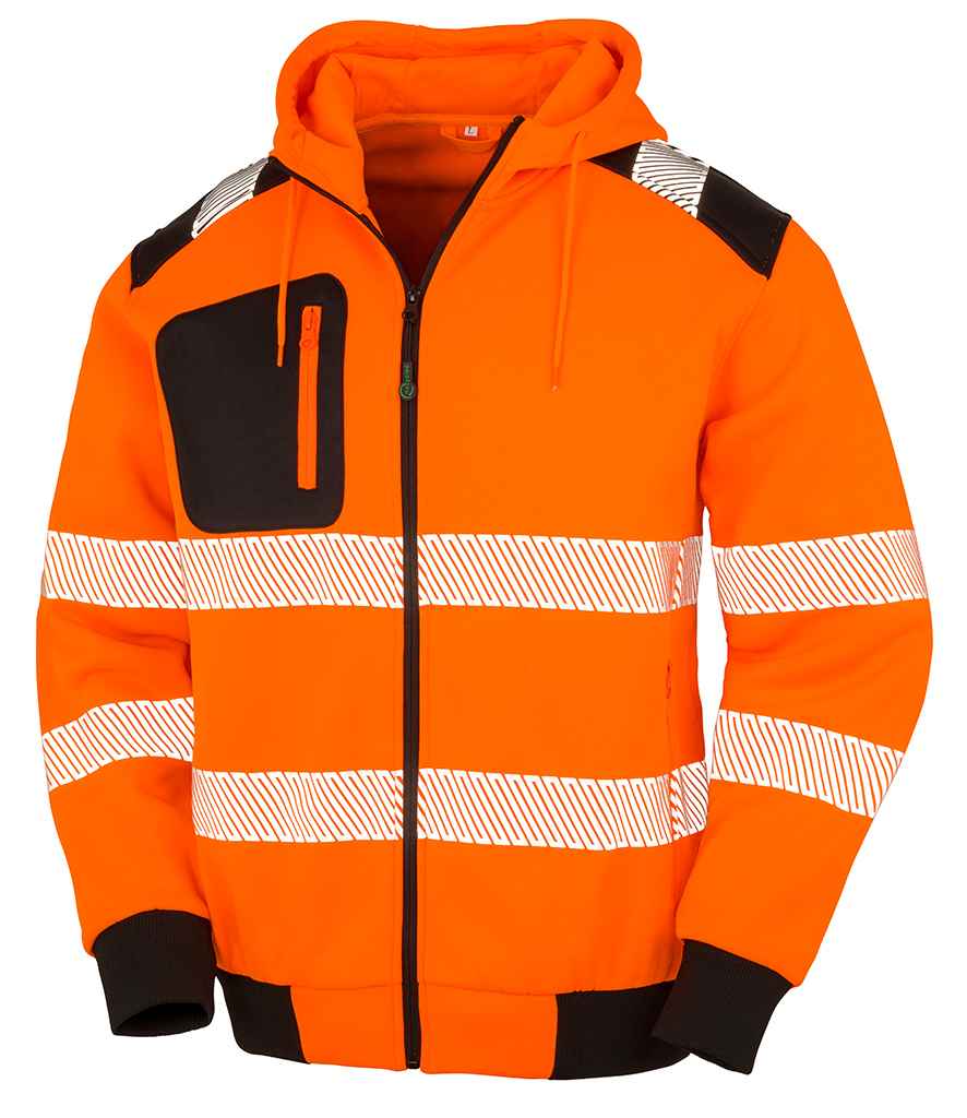 Result Recycled Safety Zip Hoodie - Fluorescent Orange