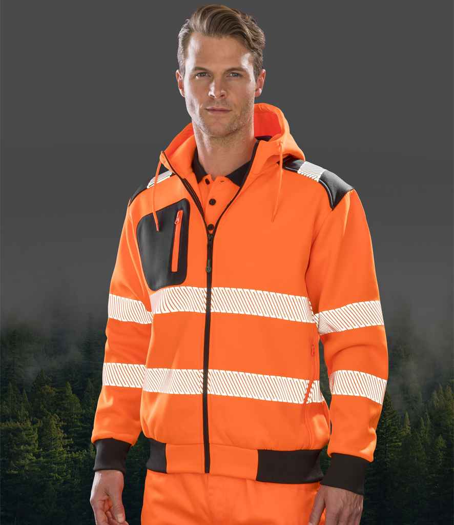 Result Recycled Safety Zip Hoodie - Fluorescent Orange
