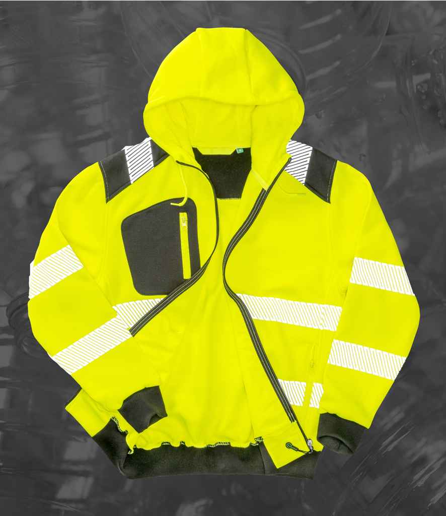 Result Recycled Safety Zip Hoodie - Fluorescent Yellow