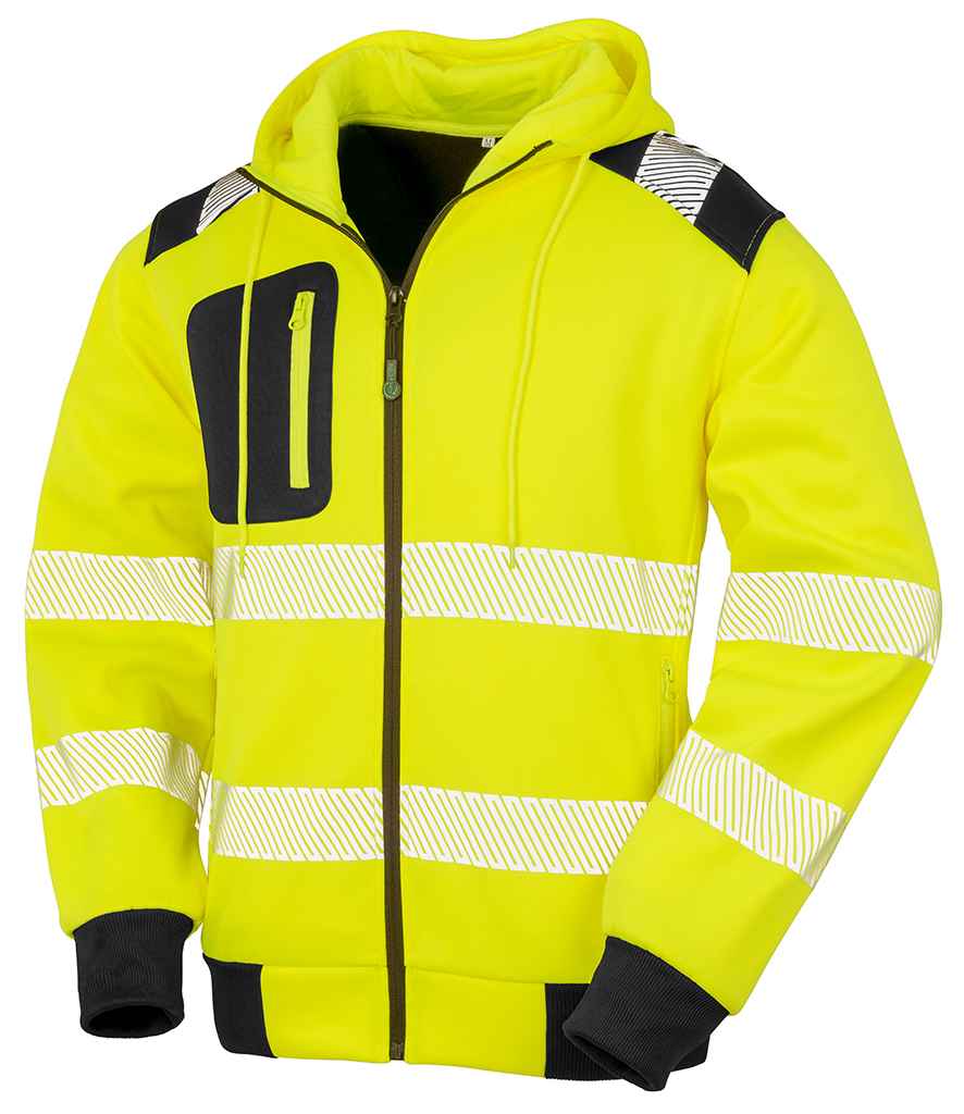 Result Recycled Safety Zip Hoodie - Fluorescent Yellow
