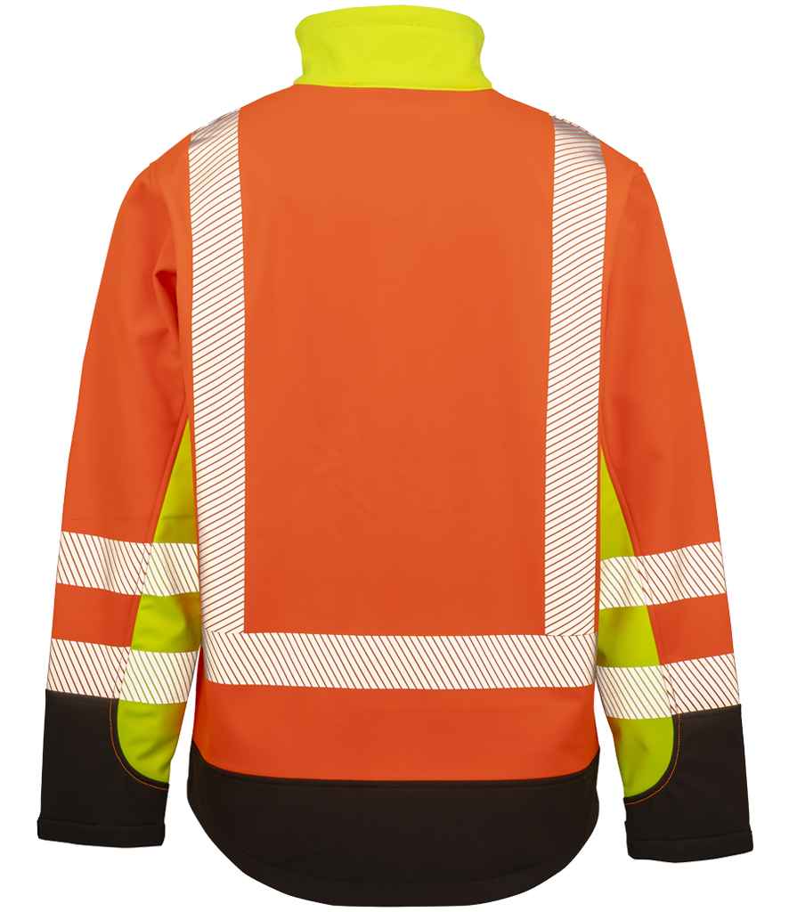 Result Recycled Three Layer Printable 3-Tone Safety Soft Shell Jacket - Fluorescent Yellow/Orange/Black