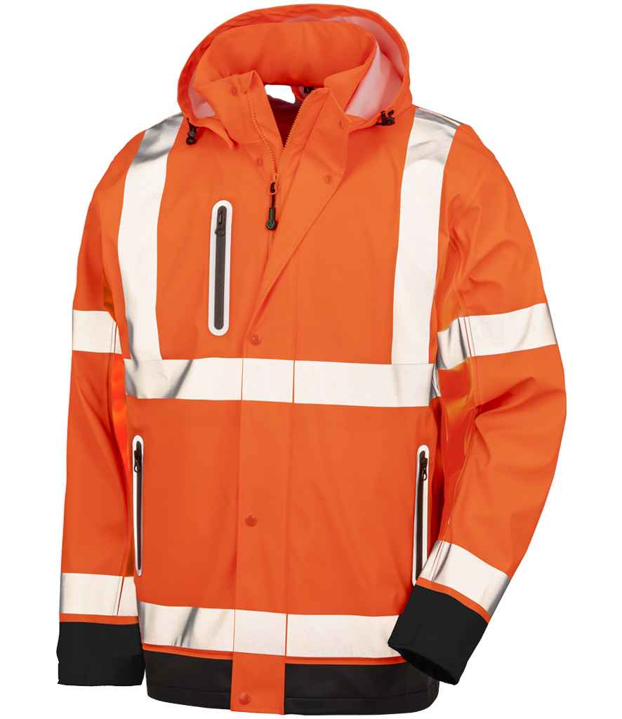 Result Recycled Heavy Duty Prism PU Safe and Dry Jacket - Fluorescent Orange/Black