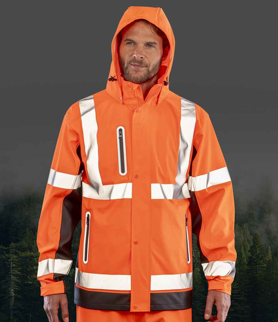 Result Recycled Heavy Duty Prism PU Safe and Dry Jacket - Fluorescent Orange/Black
