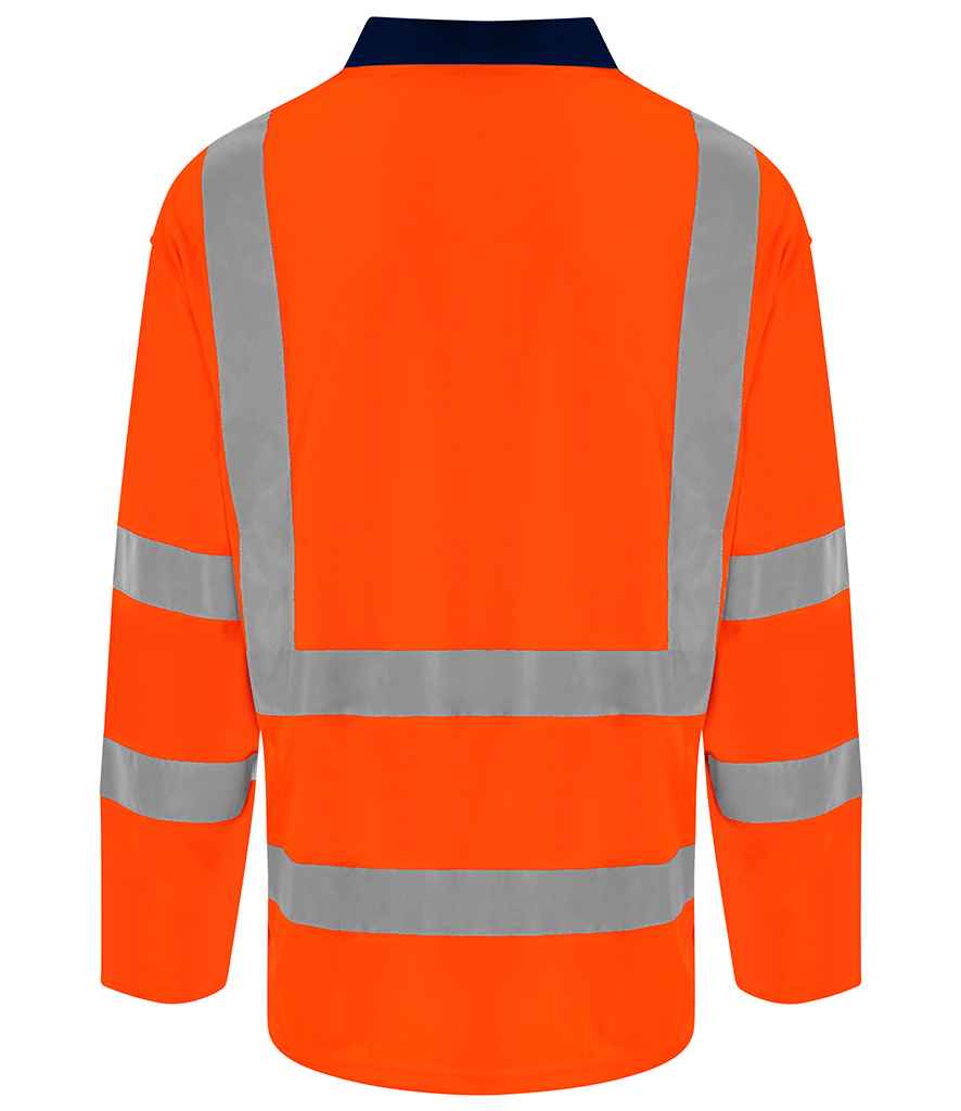 Pro RTX High Visibility Long Sleeve Polo Shirt - Orange/Navy