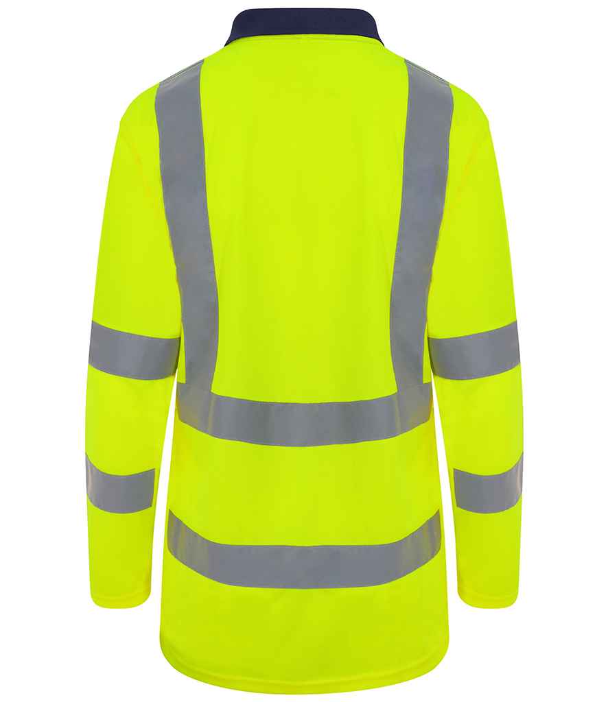 Pro RTX High Visibility Long Sleeve Polo Shirt - Yellow/Navy