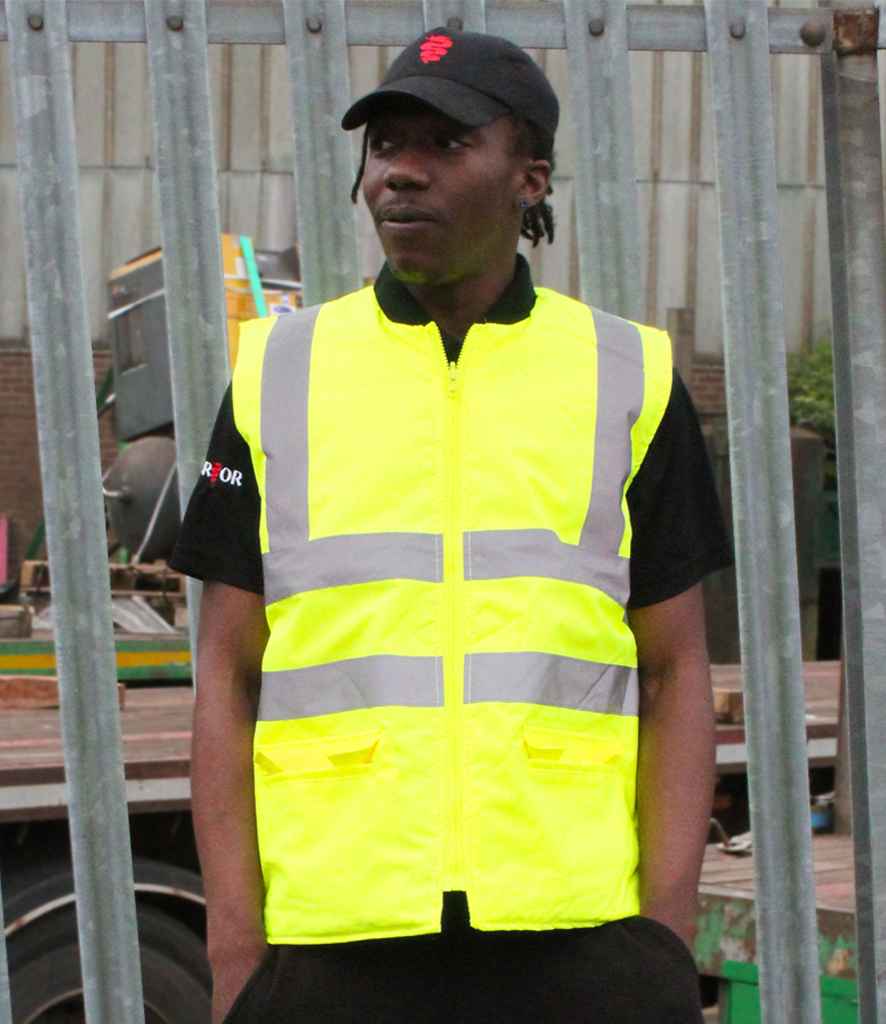 Warrior Hi-Vis Reversible Bodywarmer - Fluorescent Yellow