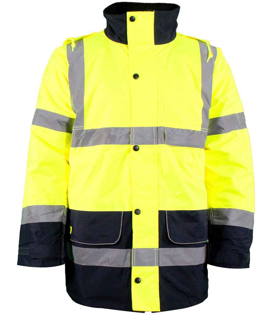 Warrior Hi-Vis Contrast Traffic Jacket - Fluorescent Yellow