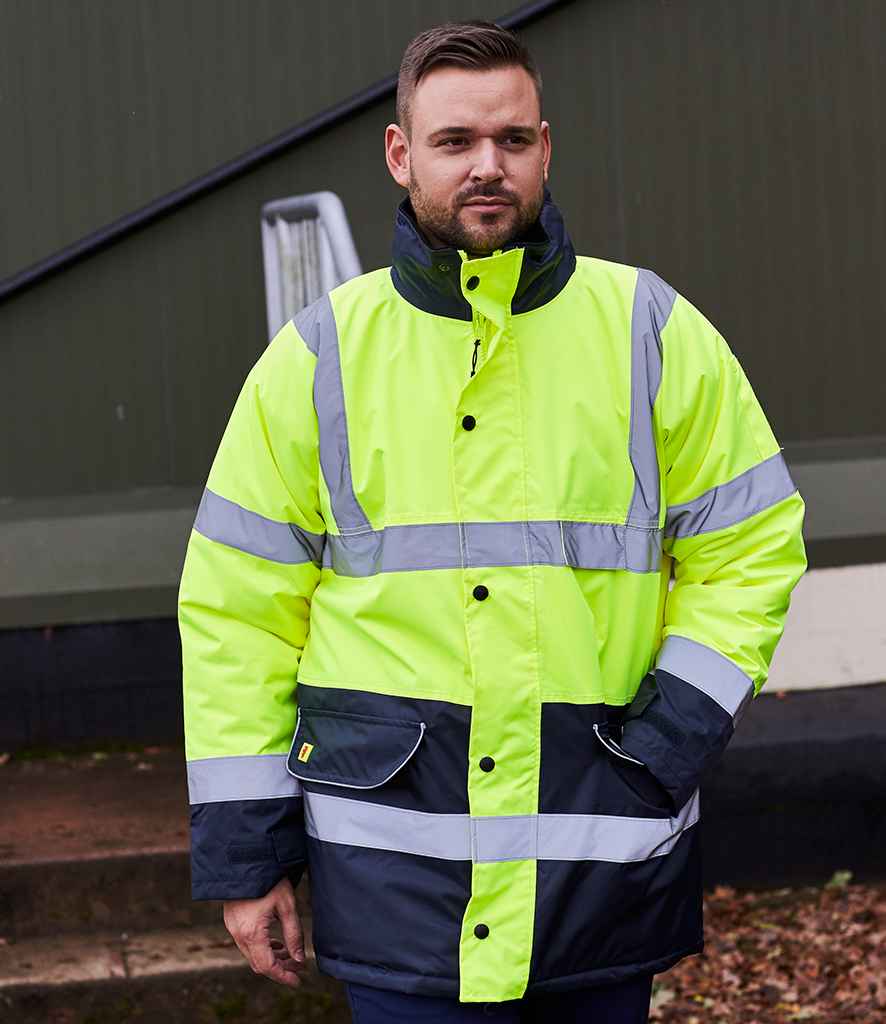 Warrior Hi-Vis Contrast Traffic Jacket - Fluorescent Yellow