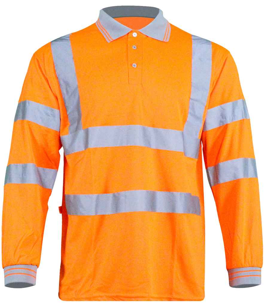 Warrior Hi-Vis Long Sleeve Polo Shirt - Orange