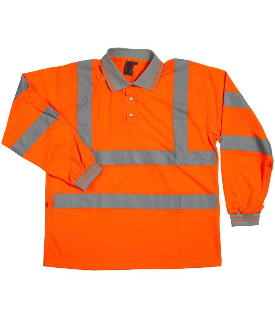 Warrior Hi-Vis Long Sleeve Polo Shirt - Orange