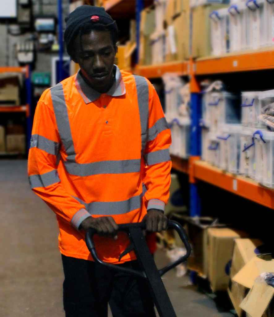 Warrior Hi-Vis Long Sleeve Polo Shirt - Orange
