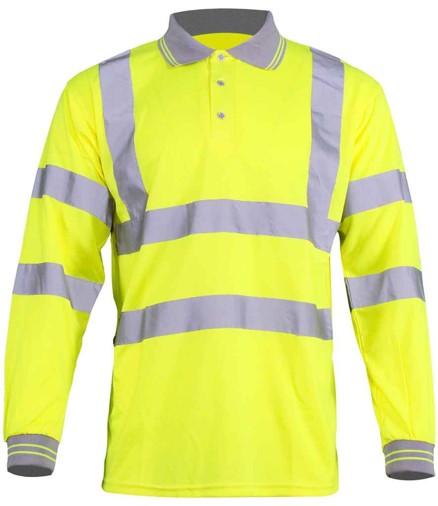 Warrior Hi-Vis Long Sleeve Polo Shirt - Yellow