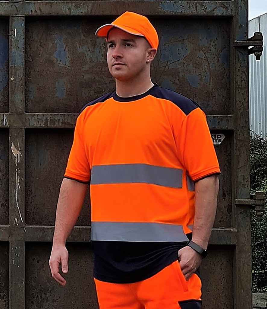 Yoko Hi-Vis Two Tone T-Shirt - Orange/Navy