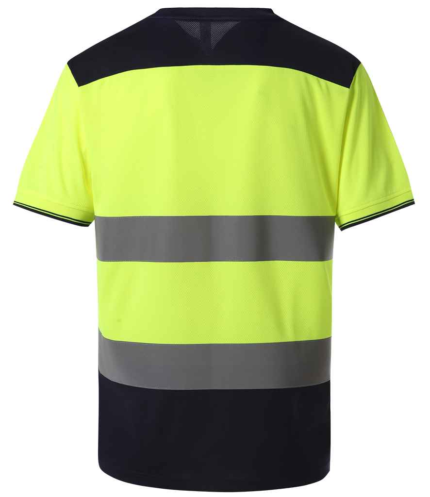 Yoko Hi-Vis Two Tone T-Shirt - Yellow/Navy