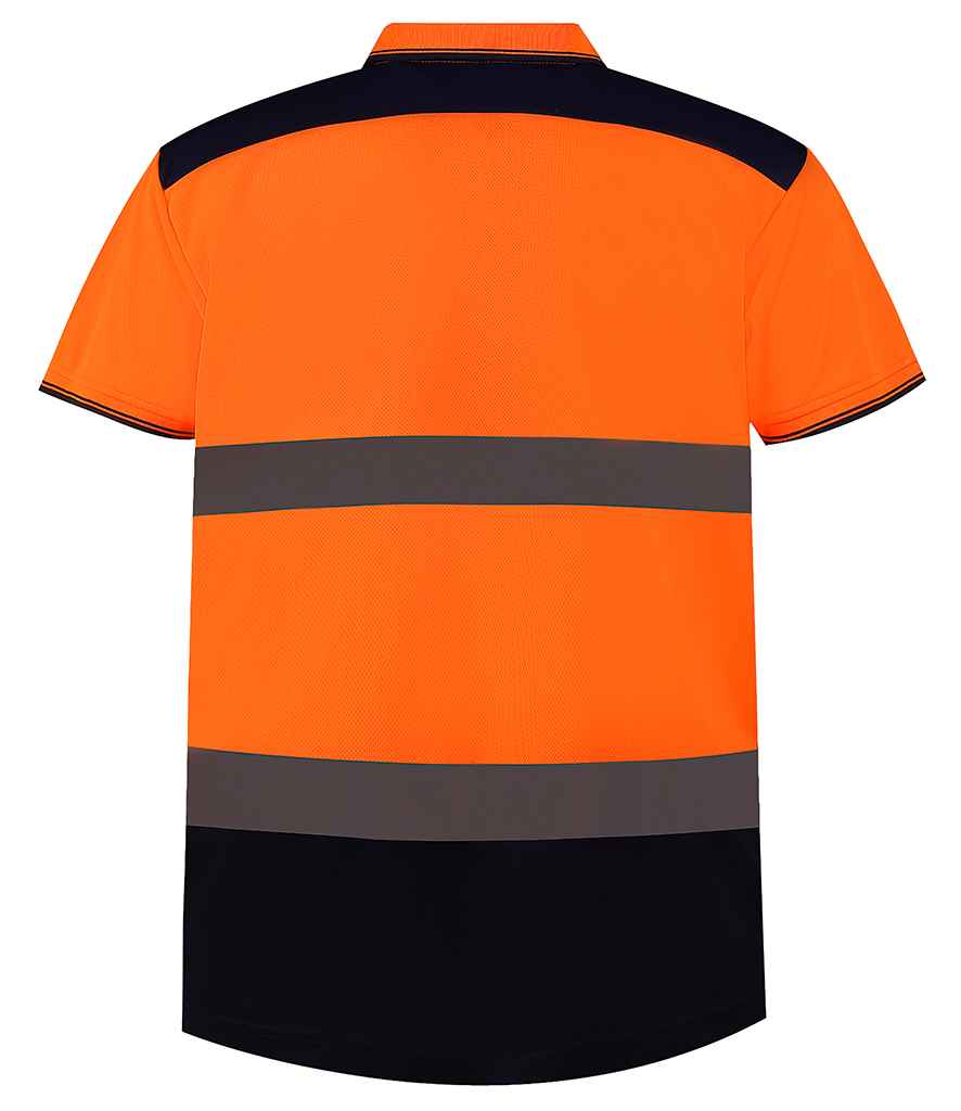 Yoko Two Tone Short Sleeve Polo Shirt - Orange/Navy